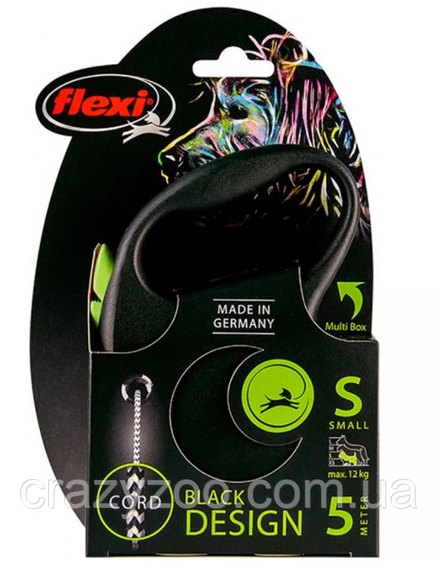 Повідець-рулетка Flexi Black Design S трос 5 м Зелений (4000498033326) | Зображення 1