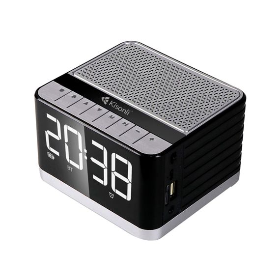 Колонка Kisonli G8 Bluetooth 5.0, 1х5W, 2000mAh, USB/TF/BT/FM/AUX/LCD/Clock, DC: 5V/1A, Black,, BOX, Q40