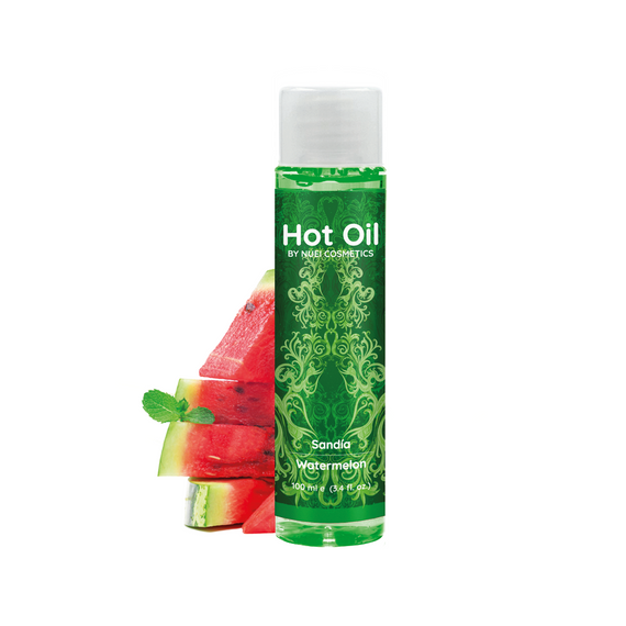 Їстівна масажна олія Nuei HOT OIL "Кавун" (100 мл): Зігріваючий ефект для масажу та солодких поцілунків