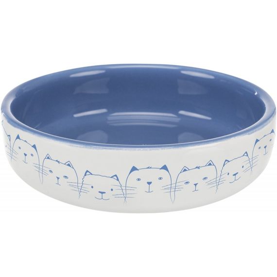 Миска Trixie для котів короткомордих порід Hello my little cat синя/біла керамічна 15 см 300 мл