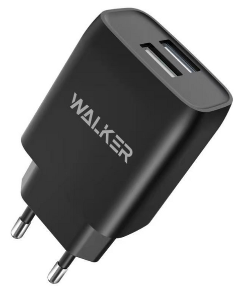 Зарядний пристрій мережевий 2USB 2,1А чорний WALKER WH-31
