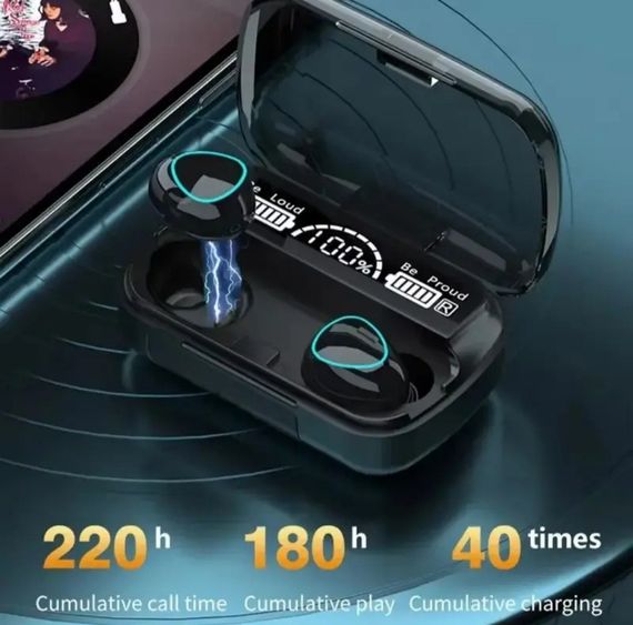 Беспроводные наушники M10 TWS bluetooth 5.1 black OPM с павербанком | Зображення 3