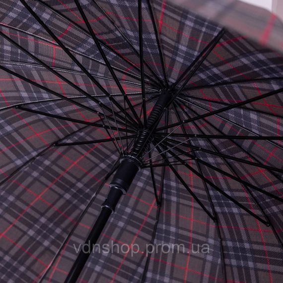 Класична парасолька-тростина напівавтомат з поліестеру 16 спиць діаметр 117 см Сірий HP-23-4G | Зображення 6