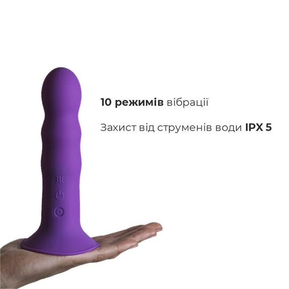 Двошаровий ділдо з вібрацією Adrien Lastic Hitsens 3 Purple, відмінно для страпона, діаметр 4 см, до | Зображення 3