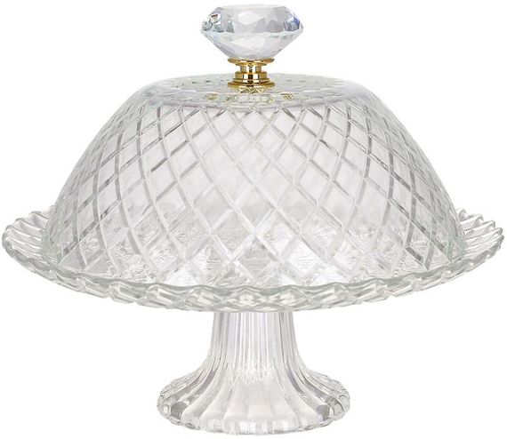 Тортівниця скляна "Crystal Glass" Ø20.5см зі скляним ковпаком