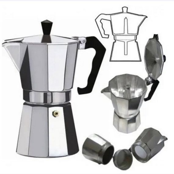 Гейзерна кавоварка UNIQUE UN-1913 алюмінієвий корпус, бакелітова ручка, 9 чашок | Зображення 1