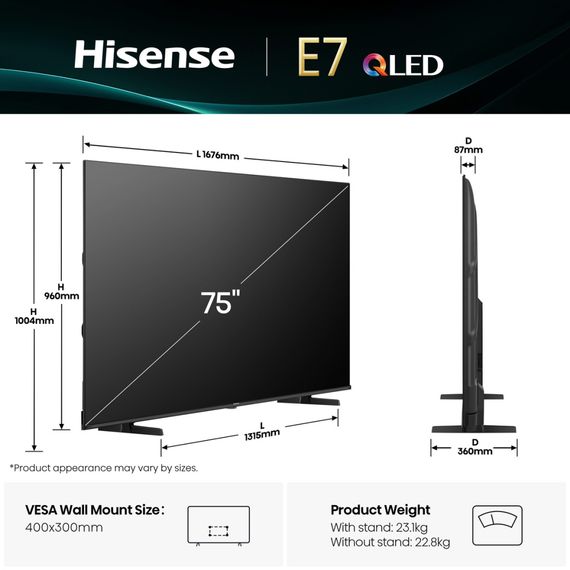 Телевизор Hisense 75E7Q | Зображення 1