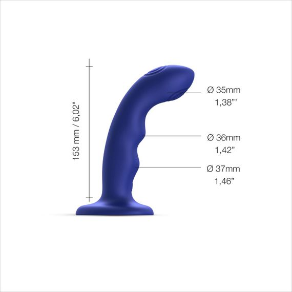 Насадка для страпона з подвійною точковою пульсацією Strap-On-Me TAPPING DILDO WAVE – NIGHT BLUE, М Sex Aura | Зображення 1