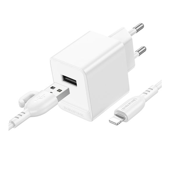 Сетевое Зарядное Устройство Borofone BAS11A 1USB 2.1A+USB to Lightning | Зображення 3