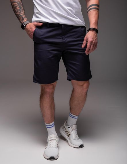 Мужские летние брючные шорты коттоновые под ремень RA2032, цвет темно-синий, размер XL