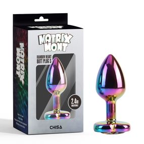 Анальная пробка разноцветная CHISA MATRIX MONT с разноцветным камнем в форме сердца, размер S Sex Aura