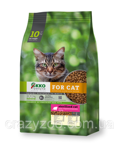 Сухой корм для стерилизованных котов Ekko гранула с курицей 10 кг 4820249130193