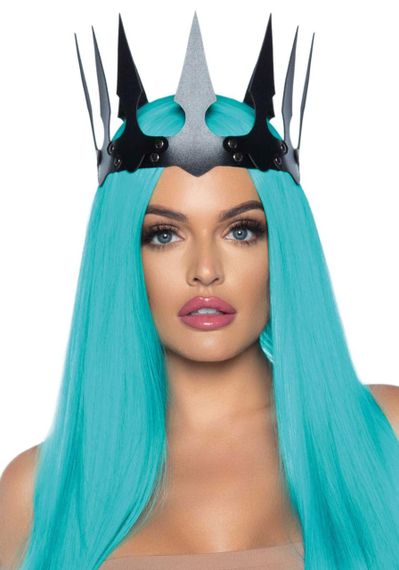 Корона злой королевы Leg Avenue Faux leather spiked crown Black, искусственная кожа, заклепки Sex Aura
