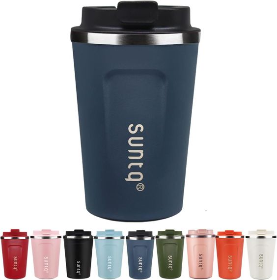 Термочашка Suntq 380 мл из нержавеющей стали, темно-синяя, кофейная кружка, термокружка с герметичной крышкой