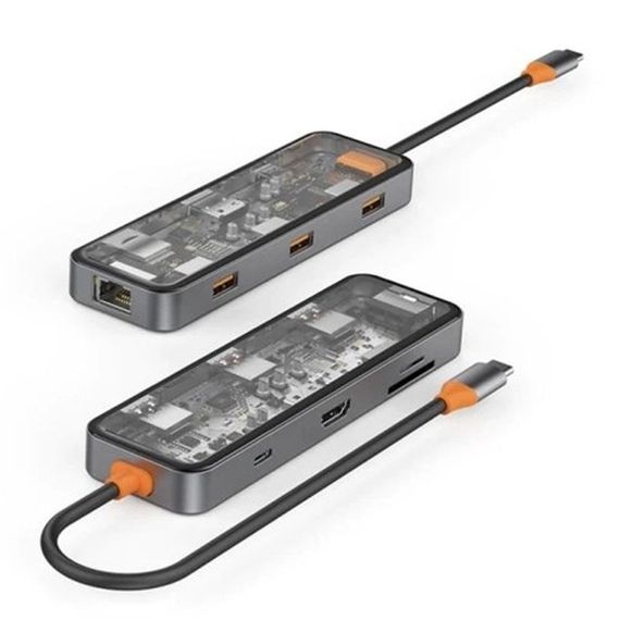 Перехідник HUB WIWU Cyber hub CB008 8 in 1 Grey | Зображення 1