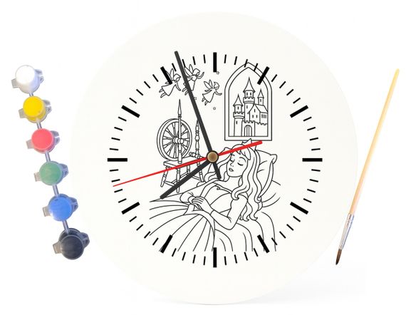 Детский набор для творчества часы-раскраска Спляча красуня (за мотивами казки Шарля Перро) 30 см (Г0007) | Зображення 2
