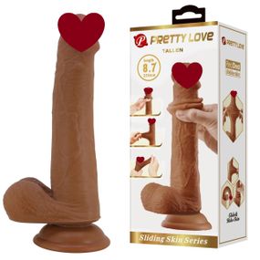 Фалоімітатор з мошонкою PRETTY LOVE TALLEN 8.7(220mm) Sliding Skin Series TPR, Suction base Sex Aura