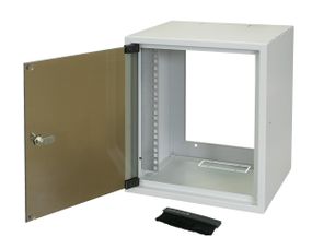 Шкаф ZPAS 10&quot; 7U, глубина 260мм. стекл.дверь, серый (WZ-3661-01-02-011)