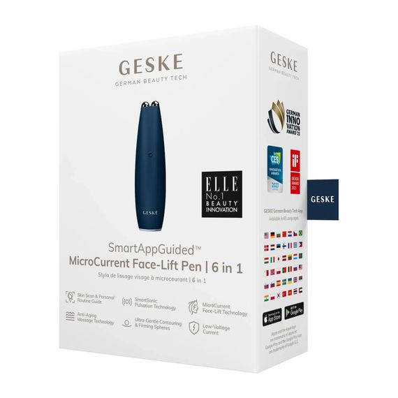 Мікрострумова ручка для підтяжки шкіри обличчя GESKE MicroCurrent Face-Lift Pen 6в1 white, Синій | Зображення 7