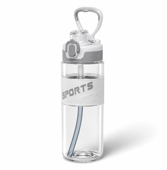 Спортивна пляшка для води Sport 500 мл (0,5 л) біла, ударостійкий Тритан (BPA Free), з трубочкою та ручкою | Зображення 1