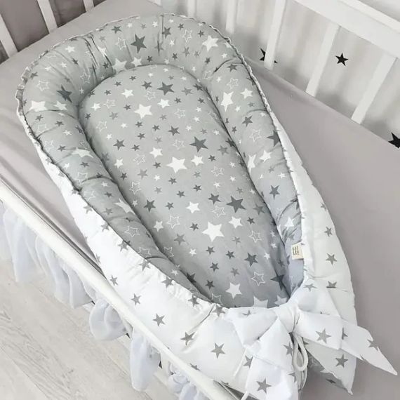 Гніздечко-кокон для дитини з сіткою Сірий