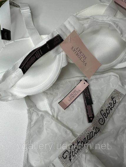 Комплект женского нижнего белья Victoria`s Secret со стразами 75B, Белый | Зображення 3