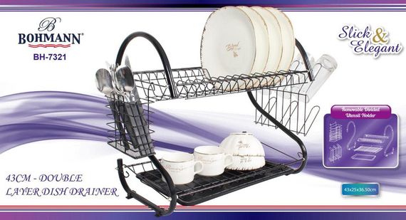 Сушка для посуду настільна Bohmann BH 7321 43x25x36,5 см чорна | Зображення 1