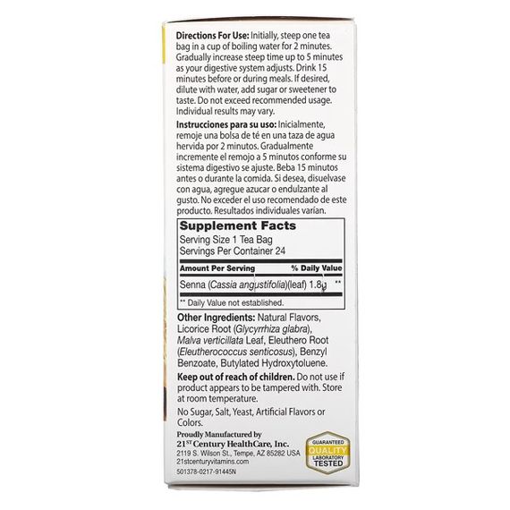 Замінник харчування 21st Century Herbal Slimming Tea Caffeine Free 24 Tea Bags Honey Lemon | Зображення 1