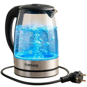 Стеклянный электрочайник Rainberg RB-2262 с LED подсветкой 2 л 2200 Вт Черный