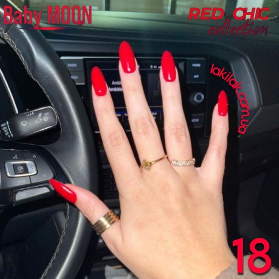 Гель-лак BABY MOON Red Chic №18 багряно-червоний, 6 мл