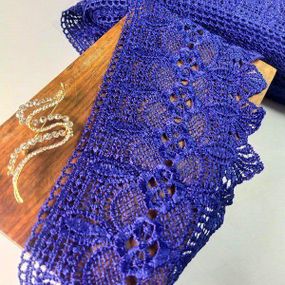 (1 метр) Кружево макраме  12см Цвет - Синий (40М-L0370-2)