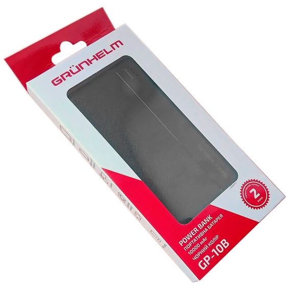 Power Bank - Портативна батарея 10.000 mAh. чорний - GP-10B GRUNHELM | Зображення 2