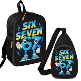 Набор 6-7,six seven 2 в 1: детский рюкзак + сумка-слинг, для мальчика и девочки 7–9 лет (6304)