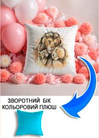 Подушка плюшева Мерч Крафт Дизайн з принтом Леви блакитний плюш квадратна 33х33 см