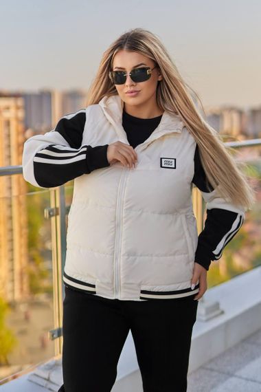 Теплый женский костюм-тройка Sofia (Жилет + Свитшот + Брюки) на флисе VL-1652. Молочный, 54-56 | Зображення 1