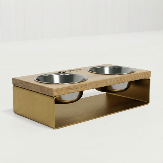 Миски на подставке из цельного металлического листа для собак и котов Hollky SteelWood S (2 × 0,45 л) SWS-36188-GLNT | Зображення 6