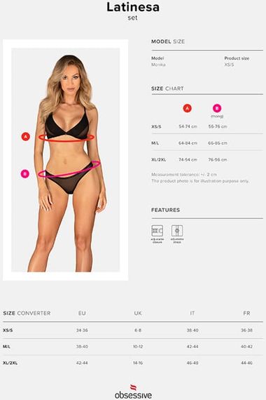 Комплект Obsessive Latinesa set Черный XS/S | Зображення 9