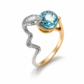Кольцо «Змея» из красного и белого золота с топазом К-0725 20.5