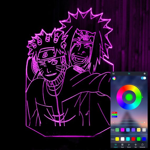 Акриловий світильник-нічник керування з телефона Наруто Джирая Сенсей tty-n001065