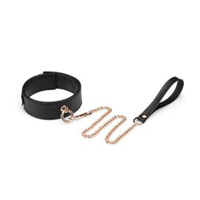 Нашийник з повідцем Liebe Seele Black Organosilicon Collar with Leash, екошкіра Sex Aura