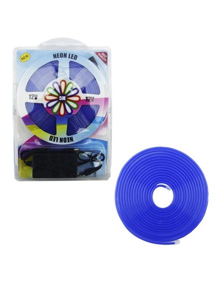 Неонова гнучка стрічка LED Neon Flex 0740 силіконова герметична 12V-220V, 5 м Синій | Зображення 1