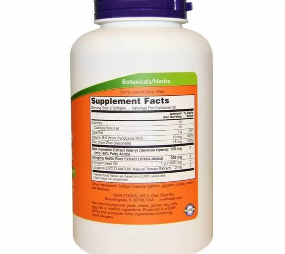 Комплекс для здоров'я передміхурової залози NOW Foods Prostate support 180 Softgels | Зображення 1