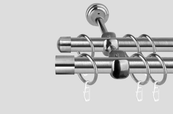 Карниз для штор дворядний металевий 19 мм, Заглушки (комплект) Сталь 300 див.