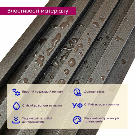 Рейка декоративна WPC стінова 3000х160х23мм Венге SW-00001537 | Зображення 3