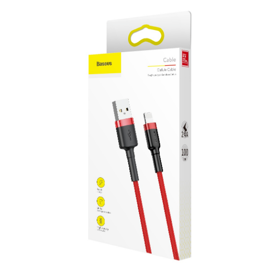 Кабель USB Lightning BASEUS CALKLF-B09 Cafule 2,4A 1м красный/красный | Зображення 6