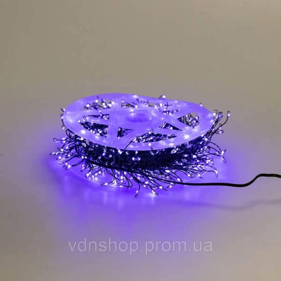 Гирлянда роса мишура 30 метров хвойная лапа 640 led светодиодов зеленый провод синяя D1750BL | Зображення 6