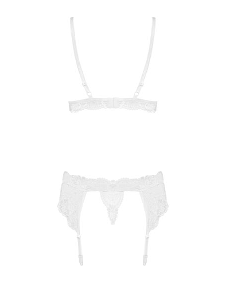 Мереживний комплект білизни Obsessive 810-SEG-1 L/XL White, бюстгальтер, стрінги, пояс для панчіх | Зображення 5