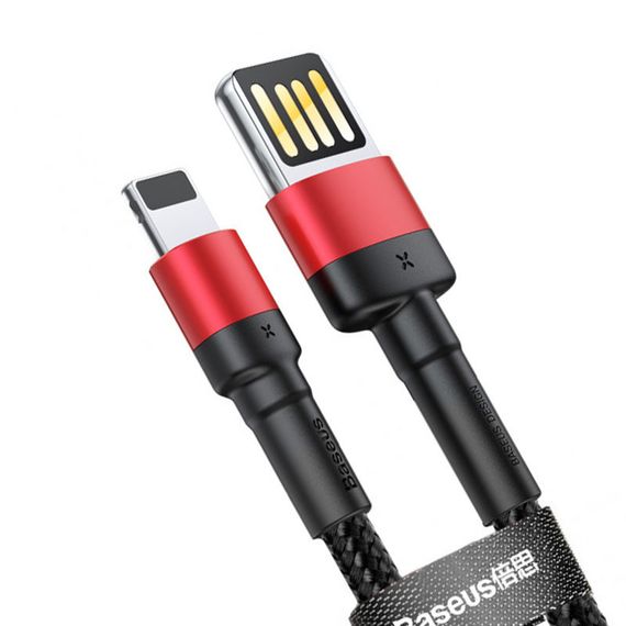 Дата кабель Baseus Cafule Lightning Cable Special Edition 2.4A (1m) (CALKLF-G) Чорний / Червоний | Зображення 6