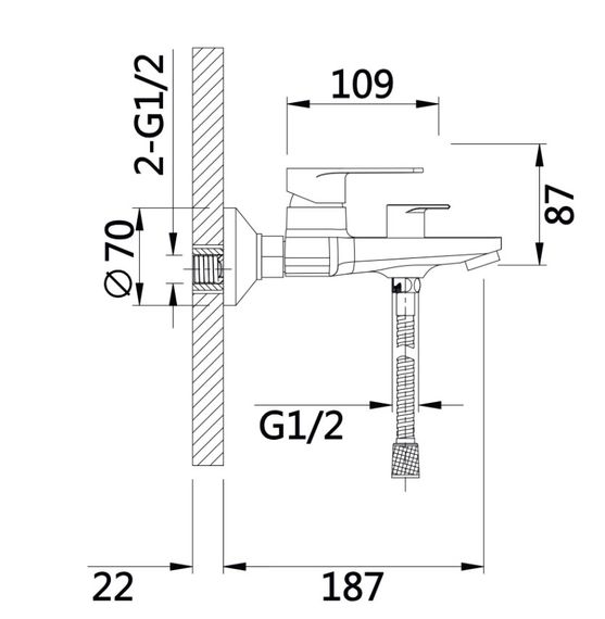Змішувач для ванни Qtap Aries QTARI259CRM45559 | Зображення 1