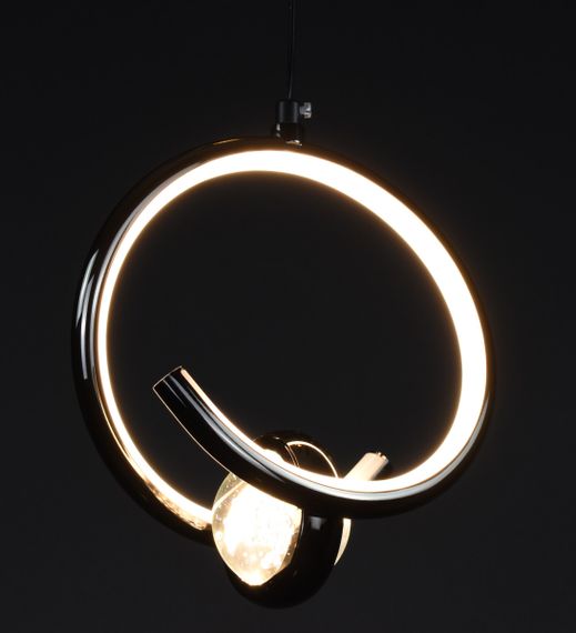 Люстра світлодіодна підвісна LED світильник для квартири на стелю лед 27908 Чорний 30-150х20х11 см. | Зображення 6